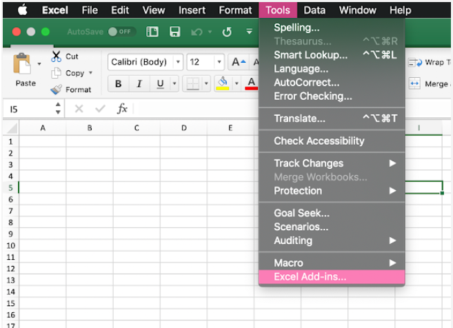excel options in excel for mac